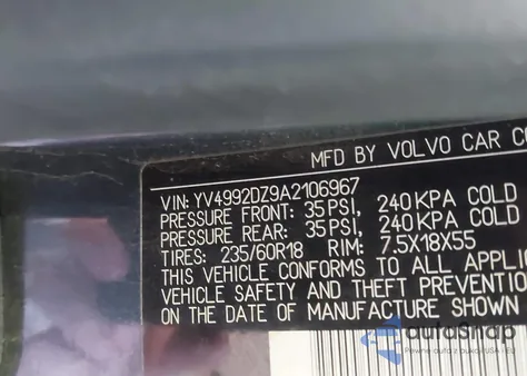 2010 Volvo Xc60 T6/T6 R-Design z USA, uszkodzony, nr VIN YV4992DZ9A2106967